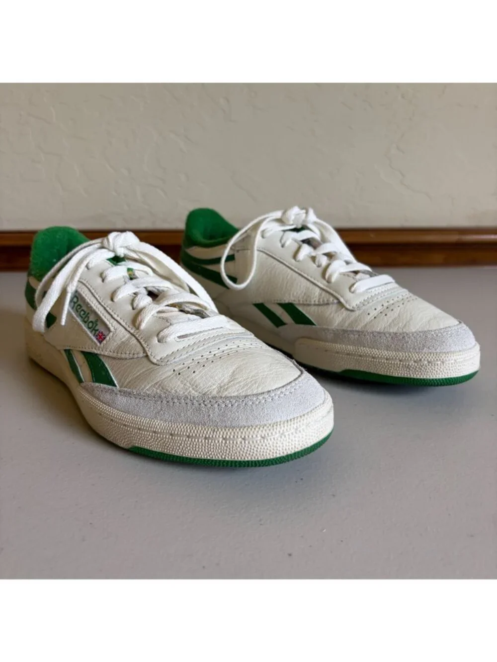 Reebok Club C Revenge Vintage Sneakers Men's US 8 Chalk Glen Green Side Stripes